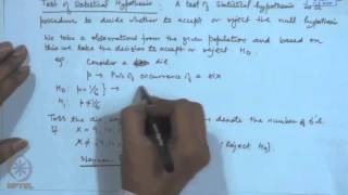 Mod21 Lec21 Testing of Hypotheses  Basic Concepts [upl. by Busiek]