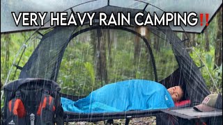 ⚡️VERY HEAVY RAIN CAMPING WITH THUNDERSTORM‼️HEAVY RAIN IN FLOATING TENT amp TRANSPARENT PLASTIC TARP [upl. by Vaclav]