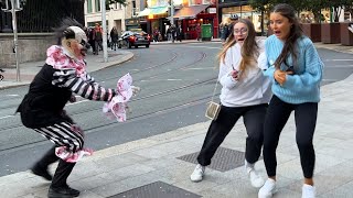 Crazy clown in the city prank [upl. by Ayalahs971]