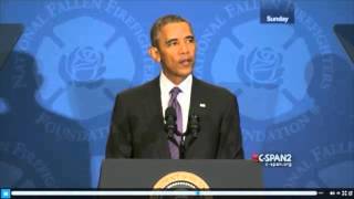 President Obama Remarks at the 34th National Firefighter Memorial Service [upl. by Ahsiral]