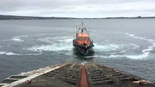 RNLB Storm Rider Visits the Old Penlee Slipway at Mousehole [upl. by Eissirk]