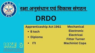 DRDO Apprenticeship Notification 2024 ITI Diploma Apprentice Application 2024 [upl. by Ecerahs]