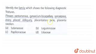 Identify the family which shows the following diagnostic features Flowers [upl. by Jacobba]