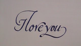 how to write in cursive  calligraphy letters I love you  for beginners [upl. by Yhtomiht360]