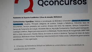 SELEÇÃO de 11 questões para ÁREA de atuação Biblioteca concurso público Unesp Araçatuba 11 [upl. by Iaka]