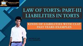 Law of Torts  PartIII  Liabilities in Torts I With past years CLAT examples I Shubham Jain [upl. by Trainer]