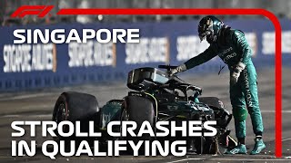 Stroll Walks Away From Dramatic Crash  2023 Singapore Grand Prix [upl. by Brenn]