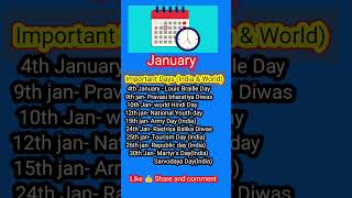 january important days।january important days tricks।january important days tricks 2024 [upl. by Ayital451]