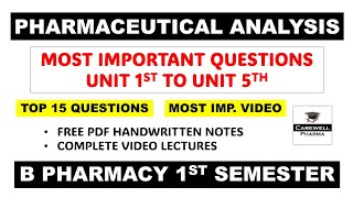 Pharmaceutical Analysis 1st Semester Important Questions  pharmaceutical analysis  Carewell Pharma [upl. by Brew]