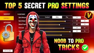 SECRET ⚙️  Pro Settings  Tricks For Dangerous Headshot 🔒  Top 5 Auto Headshot Trick  Free Fire [upl. by Sirap]