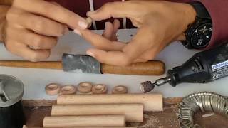 Making a wood rings with basic tools quotstep 2quot very easy [upl. by Bayless]