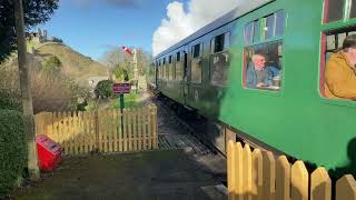 Swanage railways T3 563 steams out of corfe castle bound for norden 6th of January 2024 [upl. by Amena]