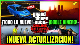 NUEVA ACTUALIZACION en GTA5 Online NUEVA ARMA DOBLE DINERO DESCUENTOS CLIMA HALLOWEEN y MÁS [upl. by Eirak]