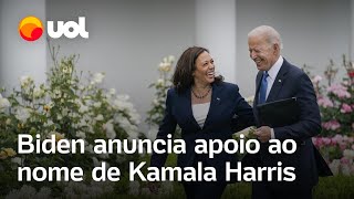 Biden desiste de eleição e reforça nome de vice Endosso para que Kamala Harris seja a indicada [upl. by Stephan]