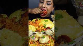 ASMR Eating Spicy Dragon Chicken CurryMomosBhel PuriFried RiceEgg Big Bites ASMR Eating Mukbang [upl. by Keefer]