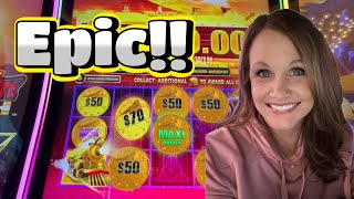 MASSIVE Winning Session on All Aboard Slot Machines Las Vegas Casino [upl. by Fennessy]