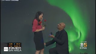 KPIX Meteorologist Mary Lee Gets Surprise Valentines Day Marriage Proposal [upl. by Rao]