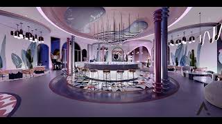 Memphis Style Restaurant amp Bar Interior Design [upl. by Trefler]