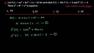 Let fxax3  bx2 cx 41 be such that f1 40f’12 and f”14…​⁠mathsclass9033 [upl. by Nelag]