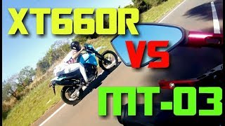 XT 660R vs MT03 320cc [upl. by Allerus171]