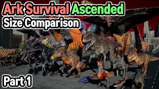 Ark Survival Ascended Monsters Size Comparison Part 1 [upl. by Alten159]