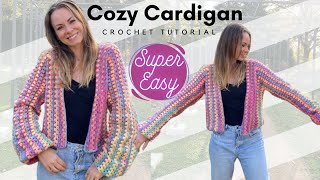 Super Cozy Crochet Cardigan  Very Easy [upl. by Eyanaj]