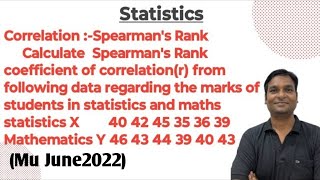 Correlation Spearmans Rank Example2 Calculate Spearmans Rank coefficient of correlationr [upl. by Oruhtra]