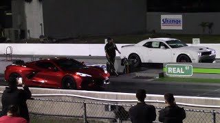 Hellcat Challenger vs C8 Corvette and Audi RS7 Drag Races [upl. by Lidah371]