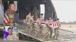 Remains of US soldiers killed in Middle East drone strike return home [upl. by Amado518]