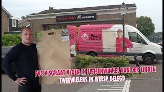 PVC VISGRAAT VLOER in Fietsenwinkel Van Der Linden Tweewielers in Weesp gelegd [upl. by Navis]