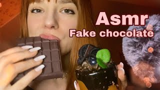 ASMR  fake chocolate and cake eating sounds [upl. by Melosa]