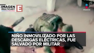 Militar salva a niño que se estaba electrocutando [upl. by Hgielac]