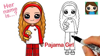 How to Draw a Cute Girl in Pajamas [upl. by Yelwah893]