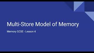 Multi store model of memory [upl. by Campos767]