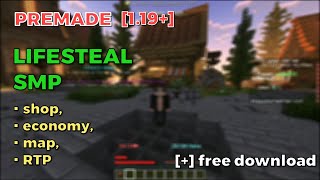 Minecraft Premade Lifesteal Smp DOWNLOAD 119  Shops  custom terrain  rtp  ranks [upl. by Hatnamas373]