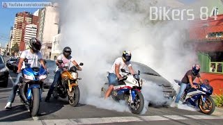 Bikers 84  Superbikes Burnouts Wheelies Revs BMW Ducati Kawasaki Honda amp More [upl. by Ettenotna85]