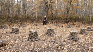 stone foundation for my traditional log cabin by hand [upl. by Cire]