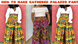 How to Cut and Sew a Gathered Palazzo Trouser with Side Pockets [upl. by Uhile664]