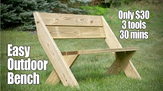 30 Outdoor Bench with Back from 2x6s Only 3 Tools and 30mins [upl. by Llehcor]