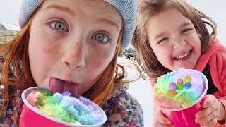 SNOW CONE SCHOOL Family Day at PiRATE iSLAND sledding and snowboarding with Adley Niko amp Navey [upl. by Rici679]