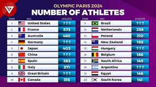 🟣 OLYMPIC PARIS 2024 Number of Athletes in Every CountriesNations [upl. by Icyaj]