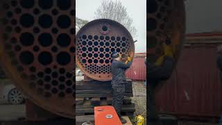 First stage of removing the front tubeplate from Brocklebank Lines boiler at Sellindge [upl. by Ingmar]