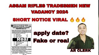 Assam rifle tradesmen new vacancy  MAKE YOUR LIFE [upl. by Lamok]