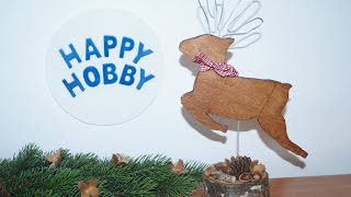 Hirsch basteln aus Holz und Draht DIY Weihnachtsdeko [upl. by Remmus]