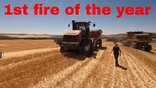 Combine Harvester Fire Part 2  First fire [upl. by Leumek]