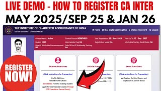 Live Demo How to Register CA intermediate Course  CA intermediate Registration process Full Guide [upl. by Aicyla]