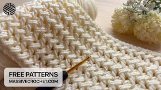 SIMPLE Crochet Pattern for Beginners 🥰 GORGEOUS Crochet Stitch for Scarf Sweater amp Blanket [upl. by Nevar]