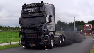 Truckstar Festival Assen 2024 Part 1 Truckshow with Scania V8 open pipes sound  custom semi Trucks [upl. by Ahseneuq]