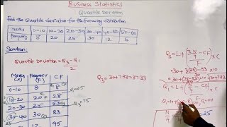 BUSINESS STATISTICS QUARTILE DEVIATION [upl. by Tallie261]