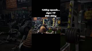 120kg squads 8reps🔥 shorts short shortsvideo trending viral foryou [upl. by Ardnasirhc]